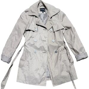 Express Womens S Small Light Tan Khaki Trench Coat Jacket Classic Preppy